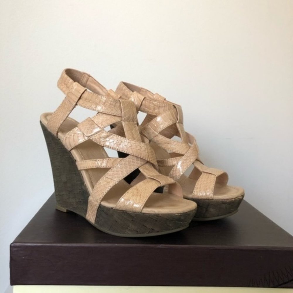 Modern Vintage Snakeskin Wedge Sandals